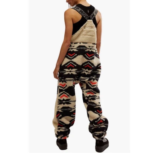 Free People Movement Hit the Slopes Fleece Overalls Pants Small - Picture 3 of 4